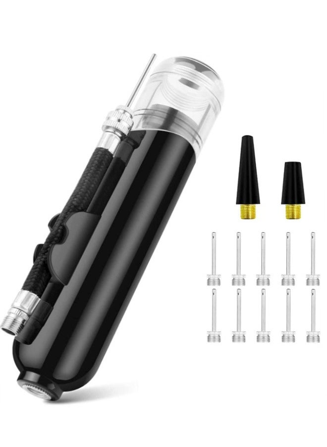Generic - Ball Pump, 1pcs Portable Dual Action Air Pump Manual Sports Basketball Soccer Volleyball Ball Inflator Pump with Needles and 10pcs Nozzles, 6inch, Black - Image 1