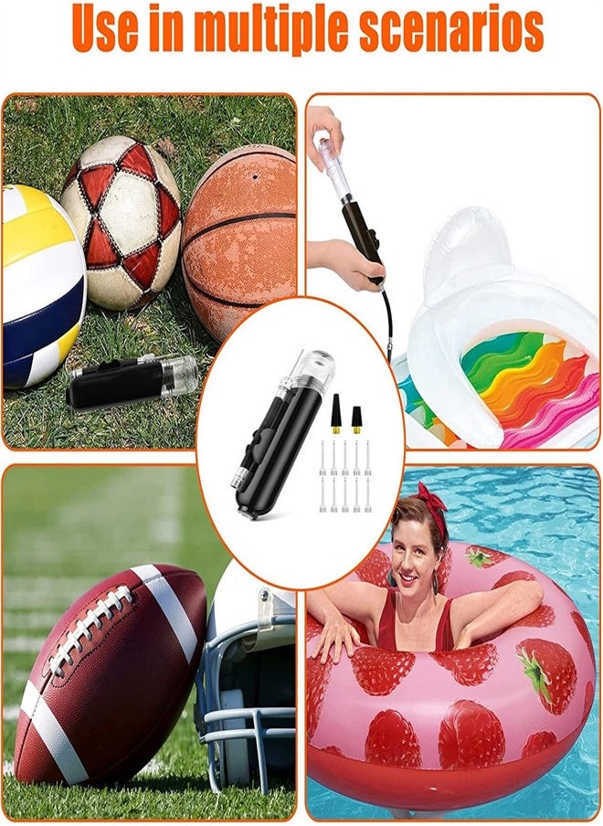 Generic - Ball Pump, 1pcs Portable Dual Action Air Pump Manual Sports Basketball Soccer Volleyball Ball Inflator Pump with Needles and 10pcs Nozzles, 6inch, Black - Image 1