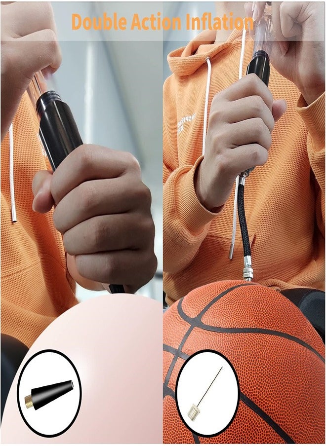 Generic - Ball Pump, 1pcs Portable Dual Action Air Pump Manual Sports Basketball Soccer Volleyball Ball Inflator Pump with Needles and 10pcs Nozzles, 6inch, Black - Image 1