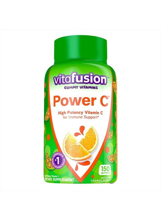 Vitafusion جواهر فيتامين سي من باور سي لدعم المناعة، بنكهة البرتقال، 282 ملغ من فيتامين سي، العلامة التجارية رقم 1 في أمريكا لفيتامينات الجيلي، 50 يوم من الإمداد، 150 حبة - Image 1