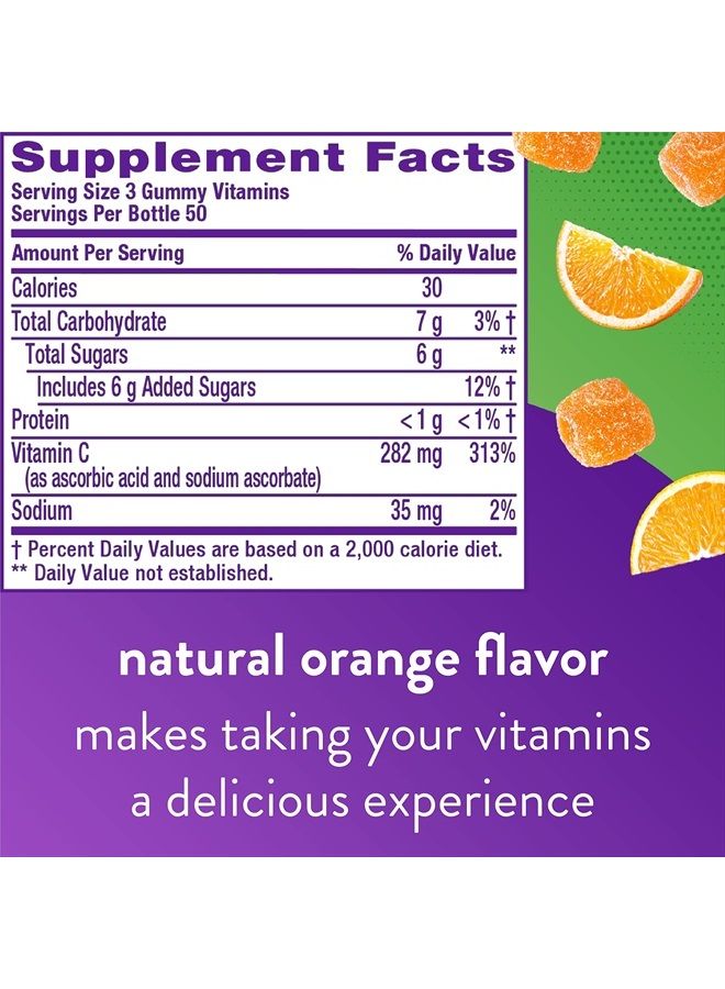 Vitafusion جواهر فيتامين سي من باور سي لدعم المناعة، بنكهة البرتقال، 282 ملغ من فيتامين سي، العلامة التجارية رقم 1 في أمريكا لفيتامينات الجيلي، 50 يوم من الإمداد، 150 حبة - Image 3