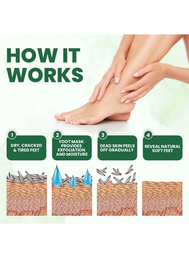 AZAH Exfoliating Foot Mask | Peeling Mask For Cracked Feet | Dead Skin Remover | Heel Peel Pedicure | At Home Foot Care | Pack Of 2 | Natural Tea Tree | Exfoliant Foot Crack Socks With Moisturisation… - Image 2