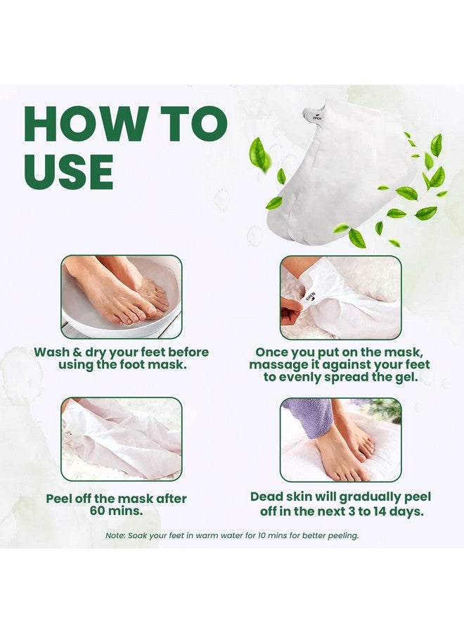 AZAH Exfoliating Foot Mask | Peeling Mask For Cracked Feet | Dead Skin Remover | Heel Peel Pedicure | At Home Foot Care | Pack Of 2 | Natural Tea Tree | Exfoliant Foot Crack Socks With Moisturisation… - Image 3