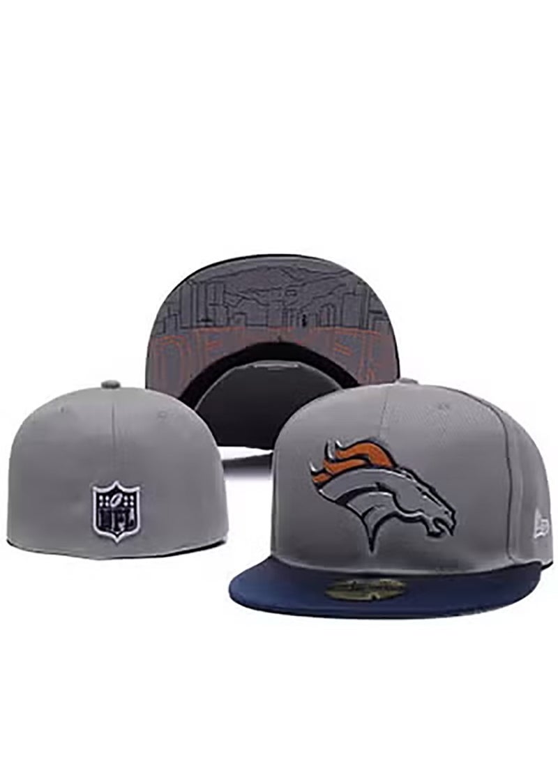 NEW ERA NFL Denver Broncos Gray - Blue Color - Blocked Flat - Brim Baseball Cap-57.8cm