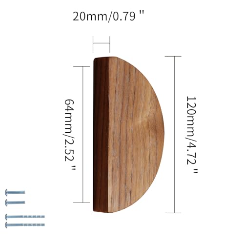 Evionlin 47 inWhite Ash Wood 4 Pair Circular Wood Grain Cabinet Drawer Handles - Image 3