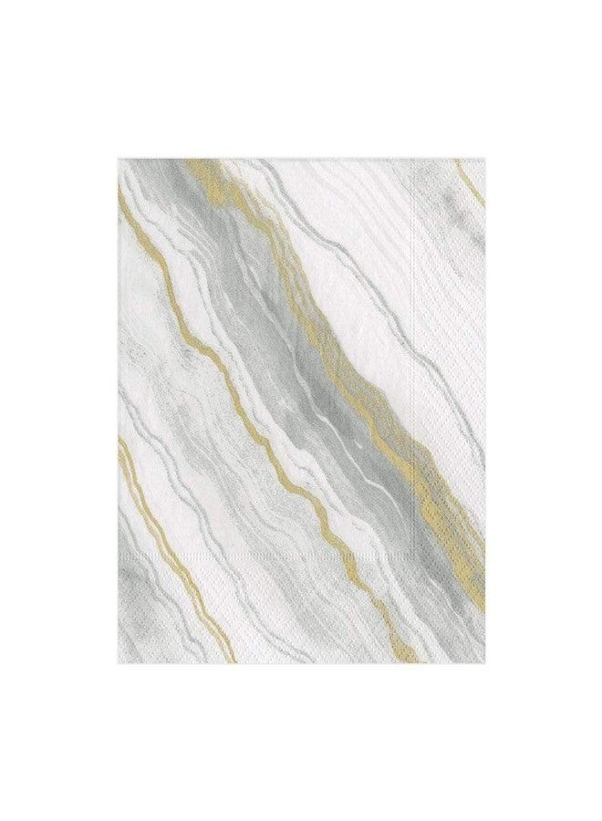 Caspari Marble Paper Cocktail Napkins in Grey, 20 Per Package - Image 2