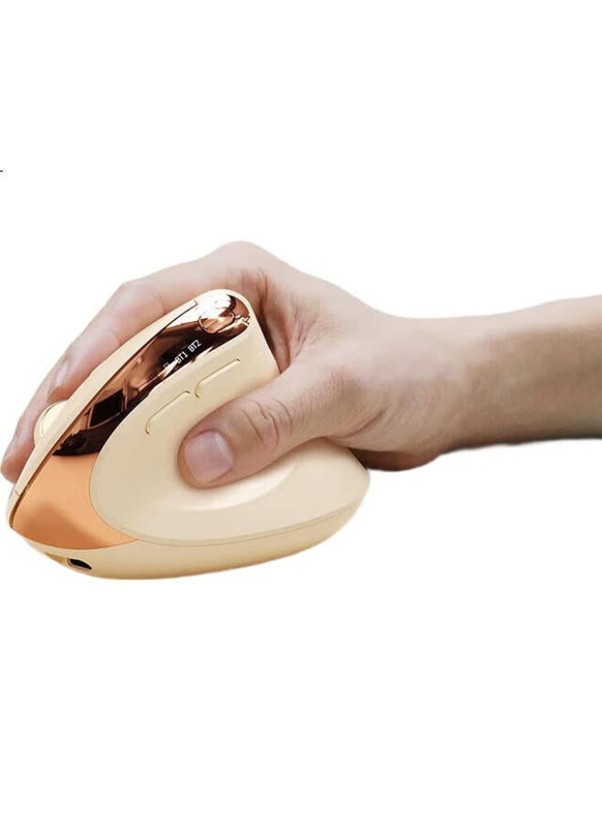 B.O.W Md190L Max Ergonomic Dual-Mode Wireless Bluetooth Mouse Silent Vertical Rechargeable Office Notebook Universal Mouse Milk Tea Color - Image 3
