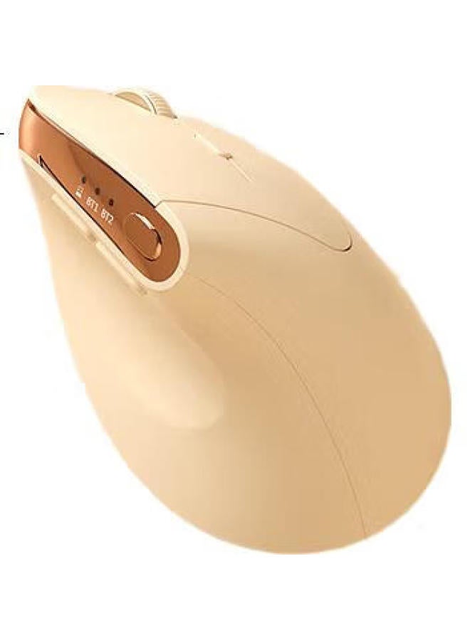 B.O.W Md190L Max Ergonomic Dual-Mode Wireless Bluetooth Mouse Silent Vertical Rechargeable Office Notebook Universal Mouse Milk Tea Color - Image 1