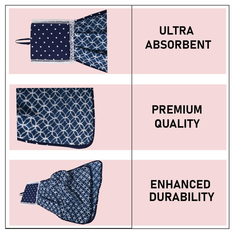 Kuber Industries 2 Pcs Microfiber Wash Basin Hand Towel with Hanging Loop | Soft Hanging Hand Towel for Kitchen and Bathroom | Quick-Dry Wash Basin Napkins for Everyday Use | Circle - Red & Blue - Image 4