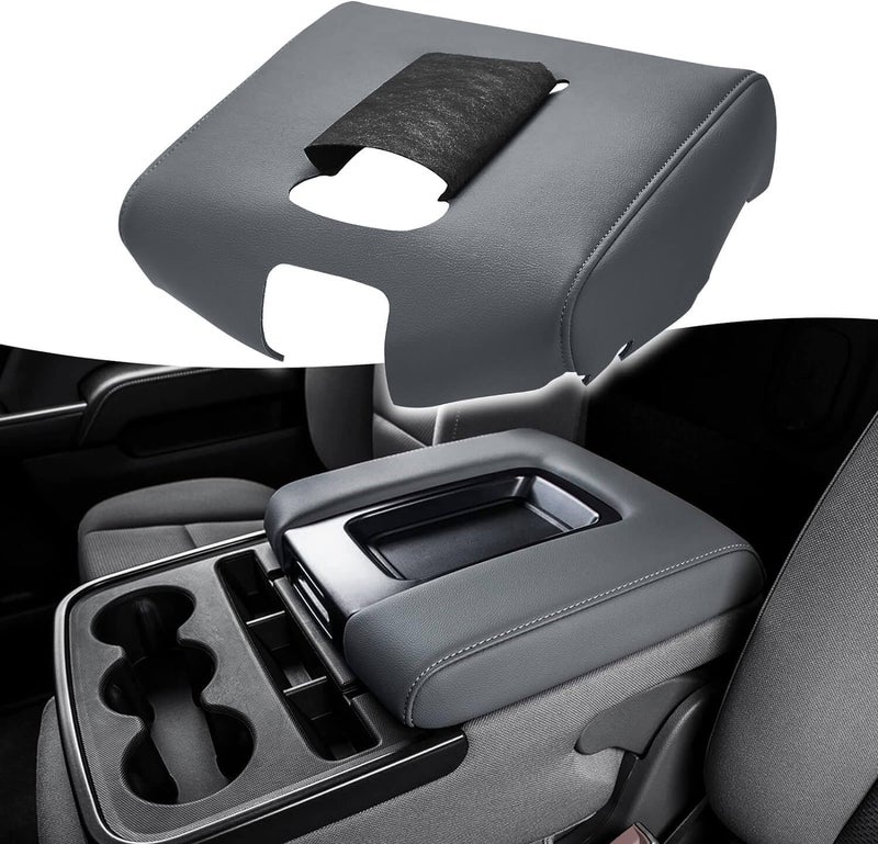 KBH Auto Center Console Armrest Cover for Chevy Silverado & GMC Sierra 2014-2018 - Dark Ash Gray - Image 1