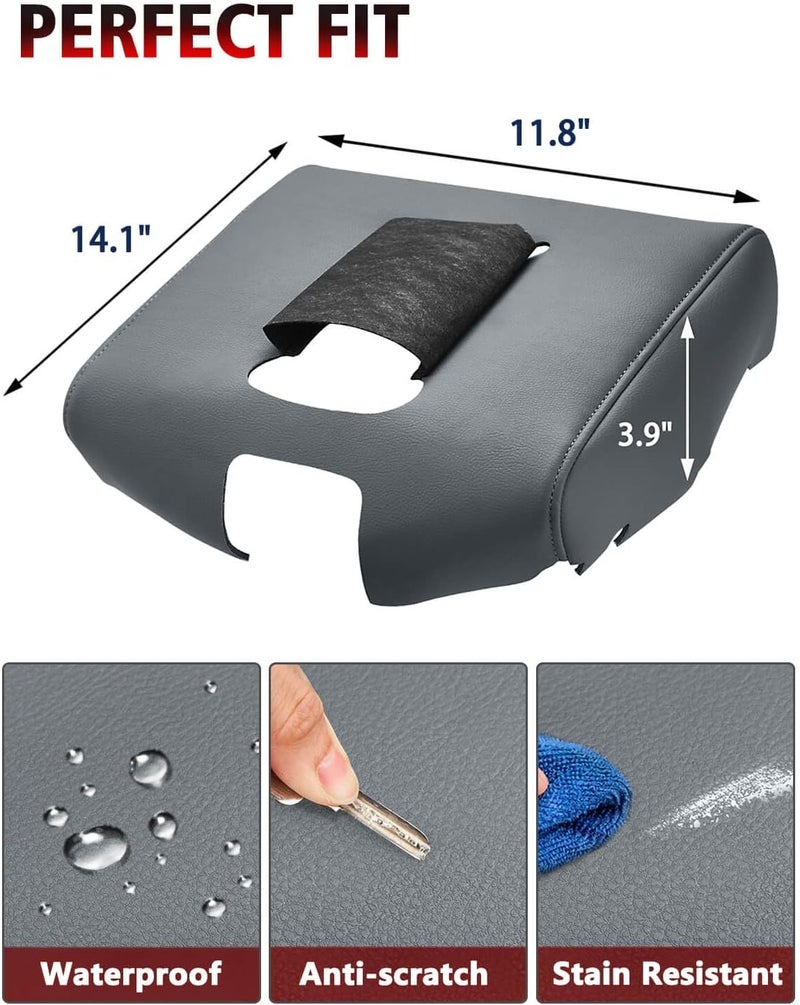 KBH Auto Center Console Armrest Cover for Chevy Silverado & GMC Sierra 2014-2018 - Dark Ash Gray - Image 5