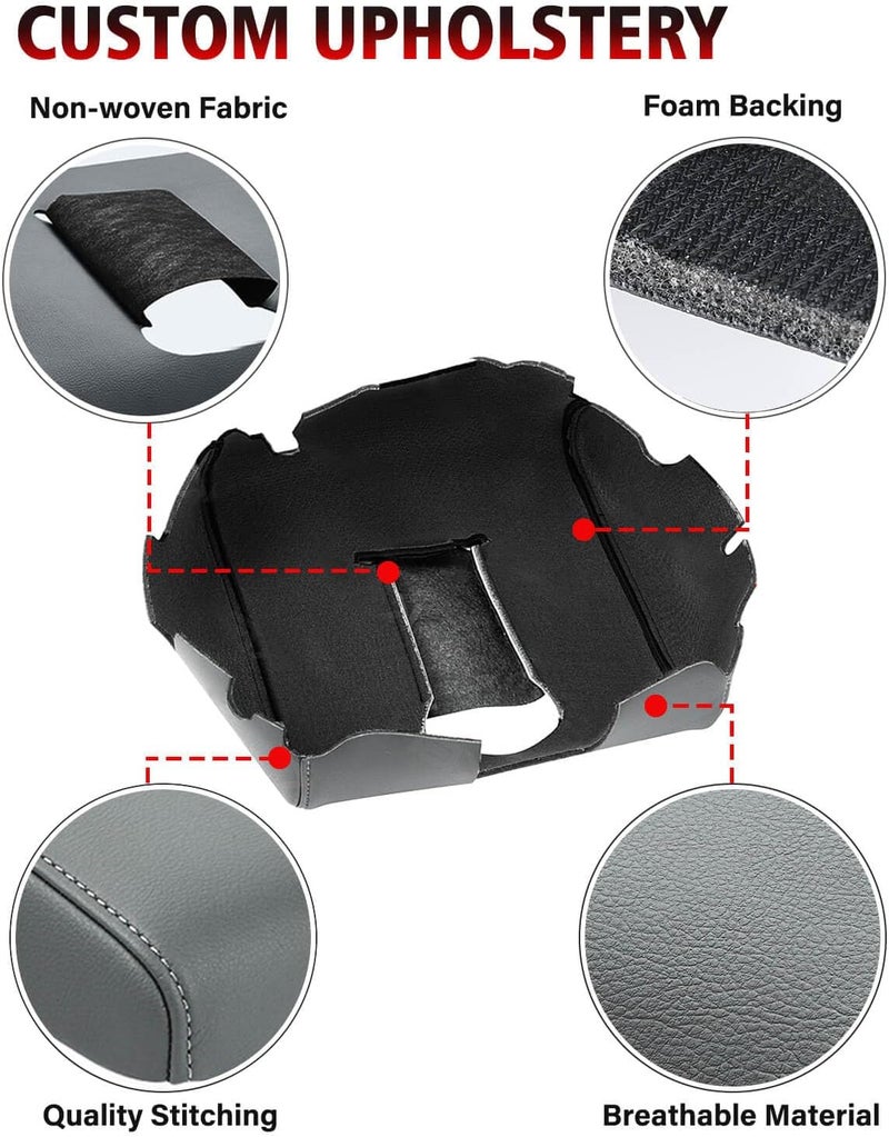 KBH Auto Center Console Armrest Cover for Chevy Silverado & GMC Sierra 2014-2018 - Dark Ash Gray - Image 3