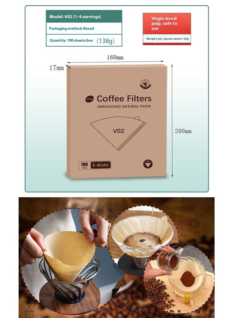 Portable Collapsible Coffee Dripper | Silicone Coffee Filter Funnel | Ideal for Outdoor Camping & Travel | Cupcake Style & Size 02 Unbleached Cone Coffee Filters – 100 Count Natural Brown Paper Filters for V60, Pour Over & Drip Coffee Maker (2–4 Cups) & Cone Coffee Filter Holder – Walnut & Brass Stand for V60 Paper Filters (#01 & #02) – Stylish Coffee Filter Storage ContainerBundle - Image 3