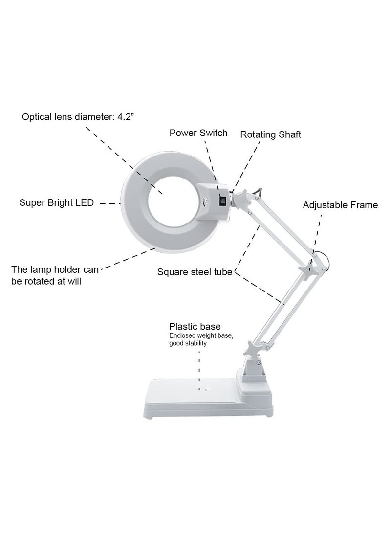 gluckluz - Magnifying Lamp 30 LED Magnifier Desk Lamp 10X Magnifying Glass Lamp with 4.2 Inch Lens Adjustable Swivel Arm for Reading Work Repair Sewing Crafts - Image 1