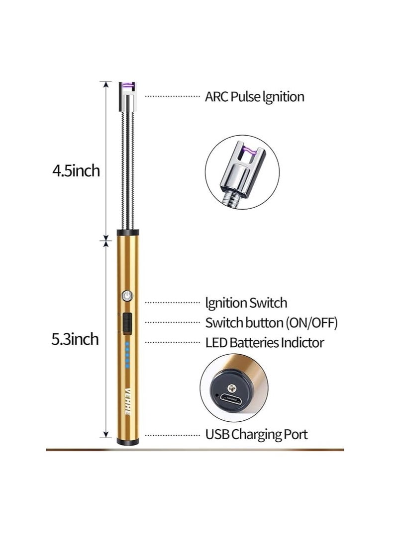 Electric Lighter: USB Type-C rechargeable electronic lighter with flameless plasma arc technology. Features a long design and smart LED battery display, perfect for camping, cooking, and home use black - Image 2