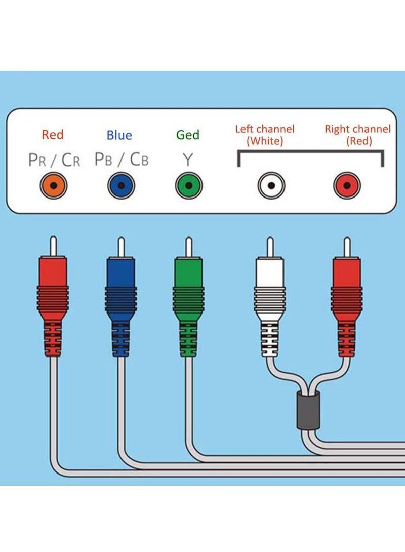 Y&D Component AV Cable for PS2/PS3/PS3 Slim HDTV-Ready TV HD 5-Wire 6FT Black - Image 5