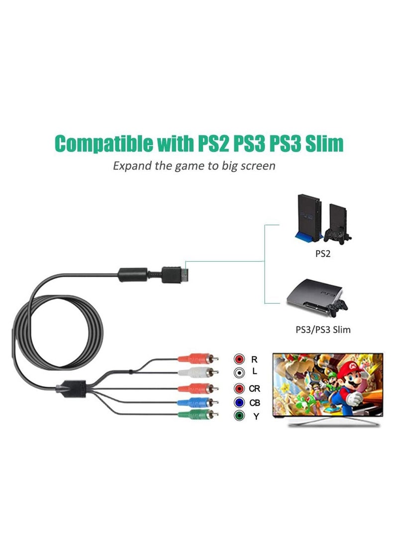 Y&D Component AV Cable for PS2/PS3/PS3 Slim HDTV-Ready TV HD 5-Wire 6FT Black - Image 2