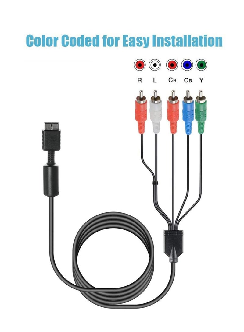 Y&D Component AV Cable for PS2/PS3/PS3 Slim HDTV-Ready TV HD 5-Wire 6FT Black - Image 4