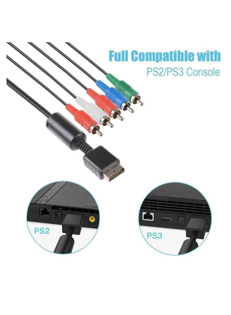 Y&D Component AV Cable for PS2/PS3/PS3 Slim HDTV-Ready TV HD 5-Wire 6FT Black - Image 3