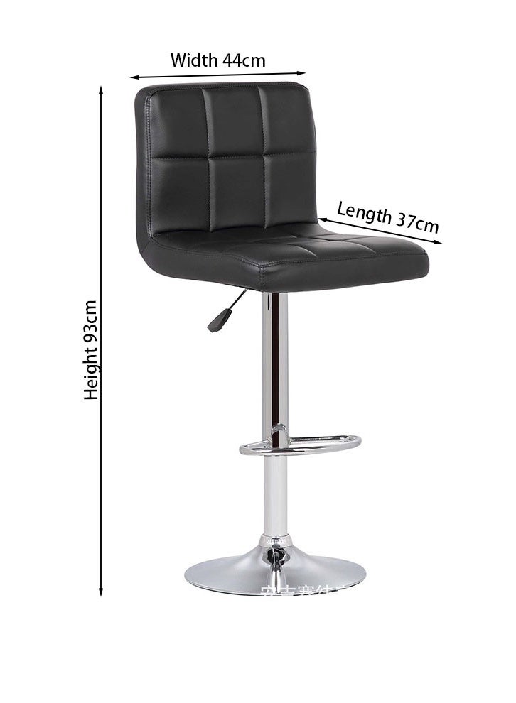 كيكي كرسي بار عصري قابل للتعديل مع مقعد مبطن دوار، وارتفاع قابل للتعديل، وتصميم أنيق للحانات باللون الأسود - Image 5