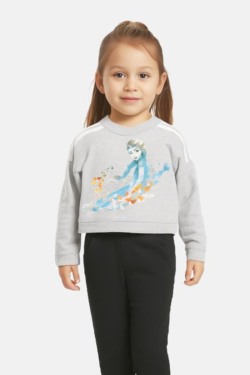 Adidas Toddlers Girl Frozen Elsa Long Sleeves Sweatshirt, Light Grey - Image 1