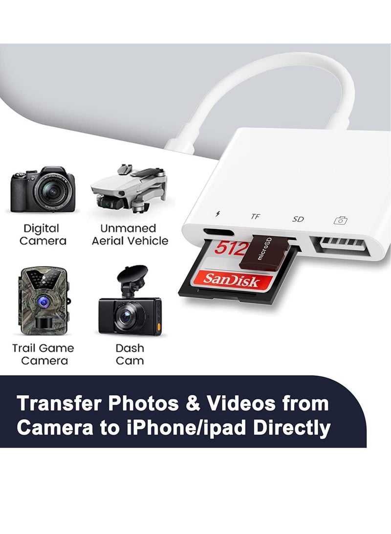 ELTRAZONE SD Card Reader for iPhone/iPad,iPhone SD Card Reader,4 in 1 USB OTG Adapter for iPhone Compatible MicroSD/SD - Image 4