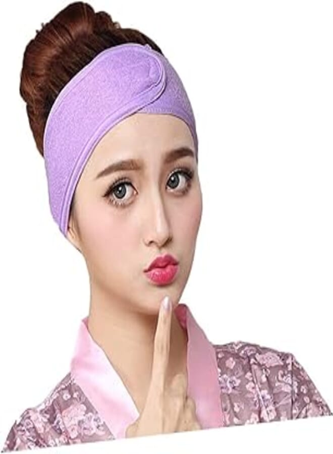 1 pc FACIAL BAND Soft Adjustable Elastic headband Wrap with Closure - facialband - for Smooth and easy facial - Makeup Salon SPA Yoga Sport Bath Shower multi color