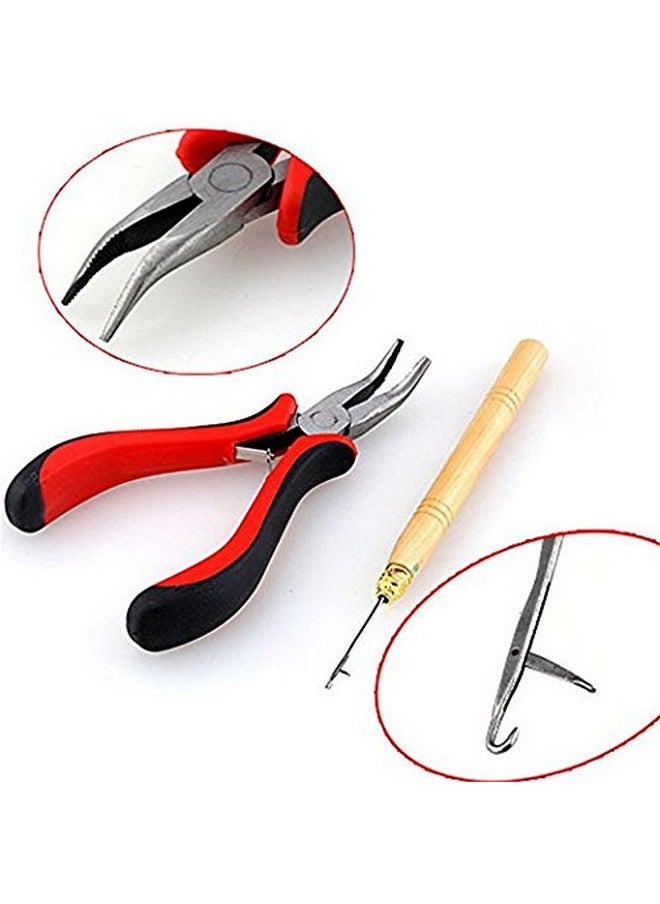 Uotp - 3 Pc Kit For Micro Ring Link Hair And Feather Extensions: Pliers Loop Threader And Silcon Rings - Image 1