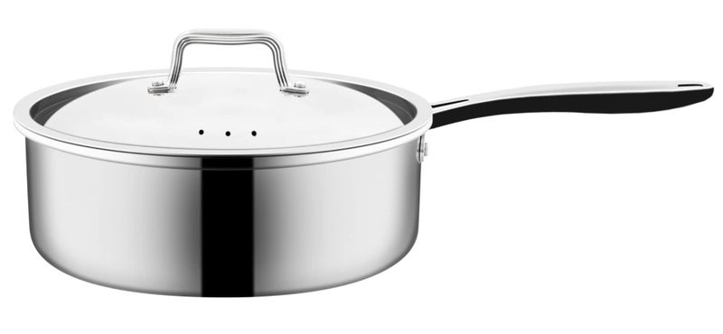 Nuwave Nuwave Commercial 15Quart Stainless Steel Saucepan with Vented Lid TriPly Construction Premium 1810 Stainless Steel