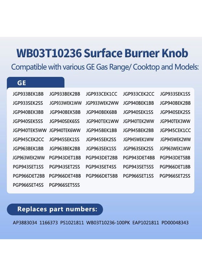 Reyhoar 4 Pcs WB03T10236 Burner Control Knob, Gas Range Knobs Black for GE Range/Stove/Cooktop - Image 4