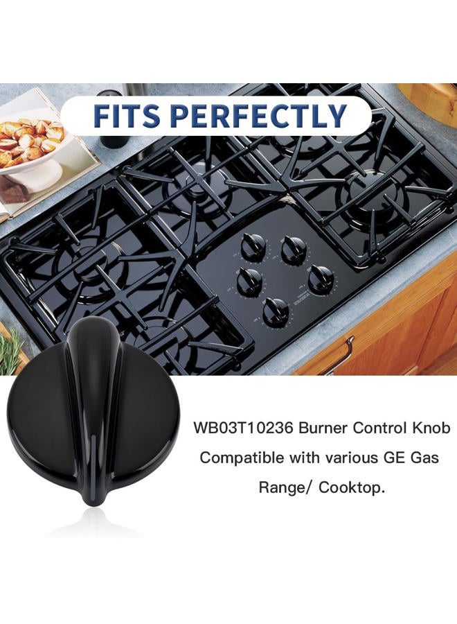 Reyhoar 4 Pcs WB03T10236 Burner Control Knob, Gas Range Knobs Black for GE Range/Stove/Cooktop - Image 2