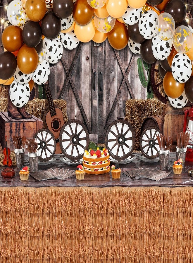 Zhehao 166 Pcs Western Cowboy Party Supplies Decorations Wild West Backdrop Tablecloth Balloons Tableware Set Paper Plates Napkins Cups Knives Forks Spoons Serve 16 Guests for Birthday Baby Shower - Image 1