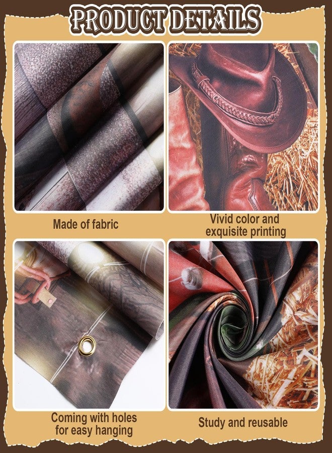 Zhehao 166 Pcs Western Cowboy Party Supplies Decorations Wild West Backdrop Tablecloth Balloons Tableware Set Paper Plates Napkins Cups Knives Forks Spoons Serve 16 Guests for Birthday Baby Shower - Image 3