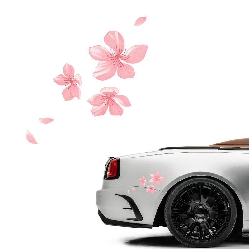 Wevdn Cherry Blossom Car Sticker Decal Automotive Vinyl Pink Flower Scratch Cover Decor Sticker Waterproof Sakura Decals for Car Motorcycle Home Decor Universal Car Accessories Style 1 - Image 3