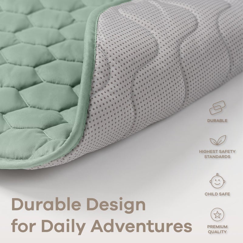 Comfy Cubs Round Kids Play Mat -Small 36 inches Soft Quilted Baby Floor Mat with Non-Slip Bottom - Plush Design for Toddlers' Playtime - Comfortable and Durable - Fern - Image 5