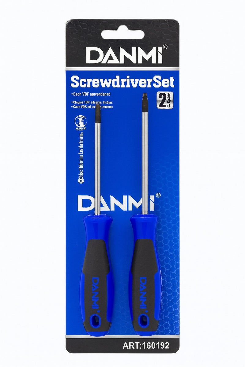 دانمي طقم مفكات يدوي احترافي 2 قطعة من DANMI – مقبض مانع للانزلاق – رأس مغناطيسي – شفرة مطلية بالكروم – ART:160192 - Image 1