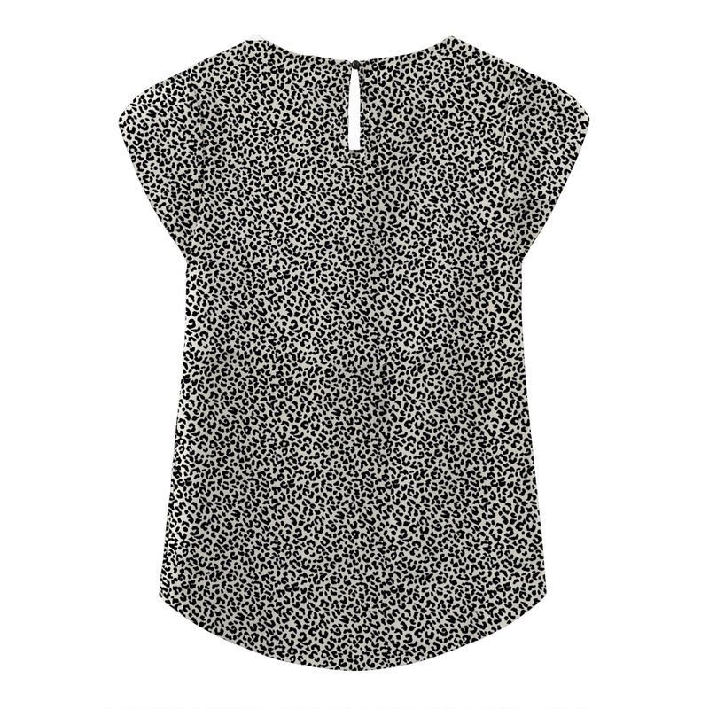 TASAMO Women Chiffon Blouse Round Neck Short Sleeve Top Shirts (Medium, Leopard 01) - Image 2