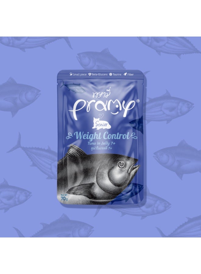 Pramy Tuna in Jelly Wet Food for Senior Cats +7 70 g for Weight Control Pramy Pouches - 70 g  - Image 1