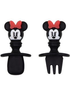 Silicone Chewtensils Baby Fork And Spoon Set Training Utensils Stage 1 6 Months Plus Minnie Mouse