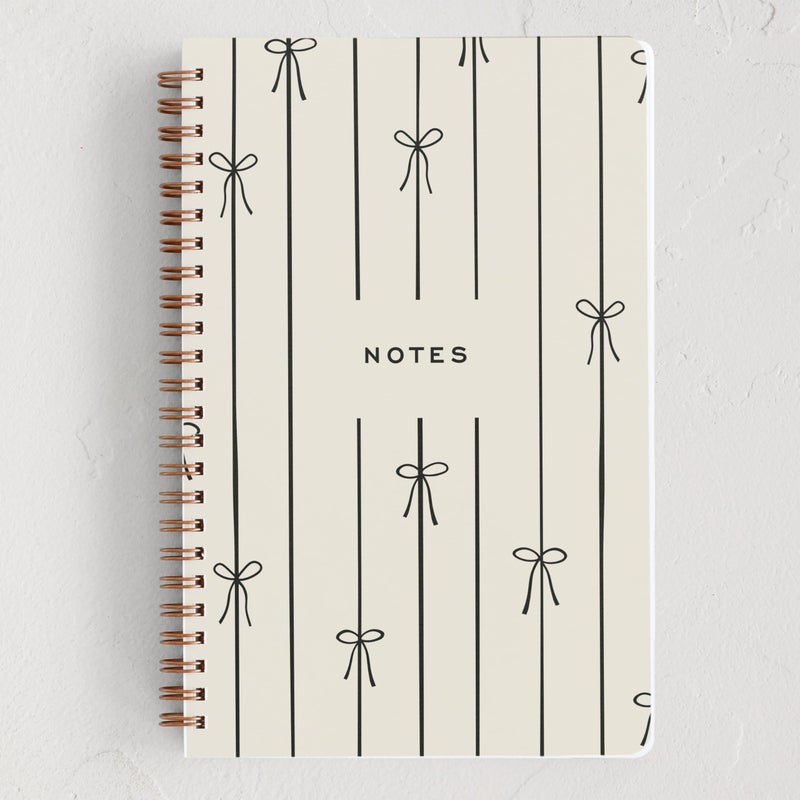 Minted Black Bow Notebook, Writing Journal for Notes & Journaling, Durable Paper Cover, Modern, Colorful & Simple Spiral Bound Journal Notebook with 160 Lined Pages, 5.5" x 8.5" - Image 1