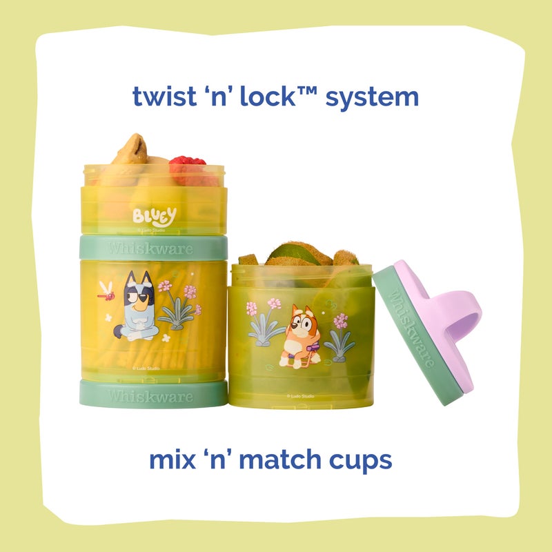 Whiskware Bluey Stackable Snack Containers for Kids and Toddlers, 3 Stackable Snack Cups for School and Travel, Bluey and Bingo, So Relaxing! - Image 3