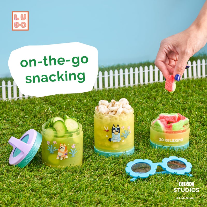 Whiskware Bluey Stackable Snack Containers for Kids and Toddlers, 3 Stackable Snack Cups for School and Travel, Bluey and Bingo, So Relaxing! - Image 5