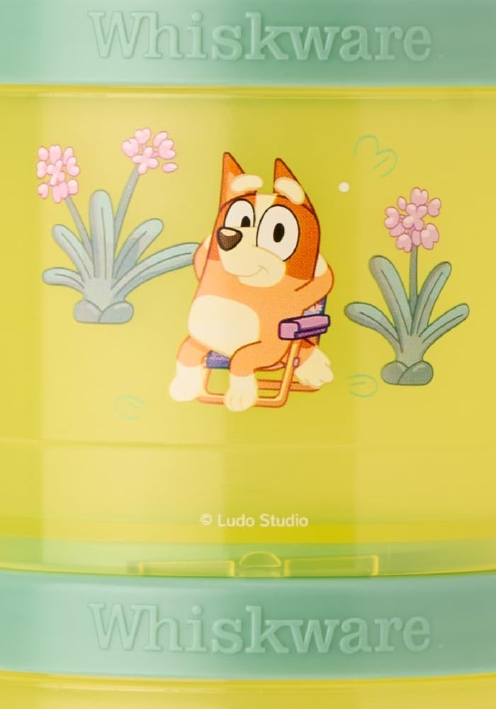 Whiskware Bluey Stackable Snack Containers for Kids and Toddlers, 3 Stackable Snack Cups for School and Travel, Bluey and Bingo, So Relaxing! - Image 1