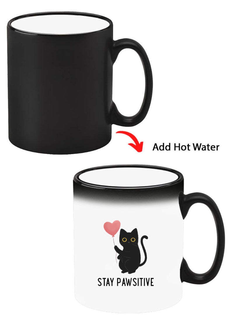 Theodor Color Changing Heat Sensitive Ceramic Mug, Image Revealed When HOT Liquid is Added! Stay Pawsitive - Image 1