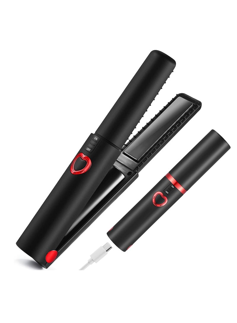 Y&D Cordless Hair Straightener and Curler, Mini Ceramic Coated Flat Iron 2 in 1, Portable with USB-C Rechargeable 4800mAh Battery, Anti-Scald 3 Adjustable Temp, Dual Voltage, 1 Pcs - Image 1