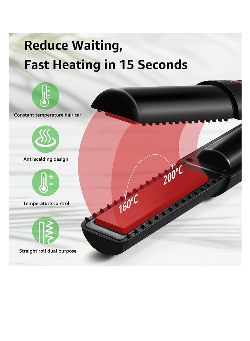 Y&D Cordless Hair Straightener and Curler, Mini Ceramic Coated Flat Iron 2 in 1, Portable with USB-C Rechargeable 4800mAh Battery, Anti-Scald 3 Adjustable Temp, Dual Voltage, 1 Pcs - Image 2