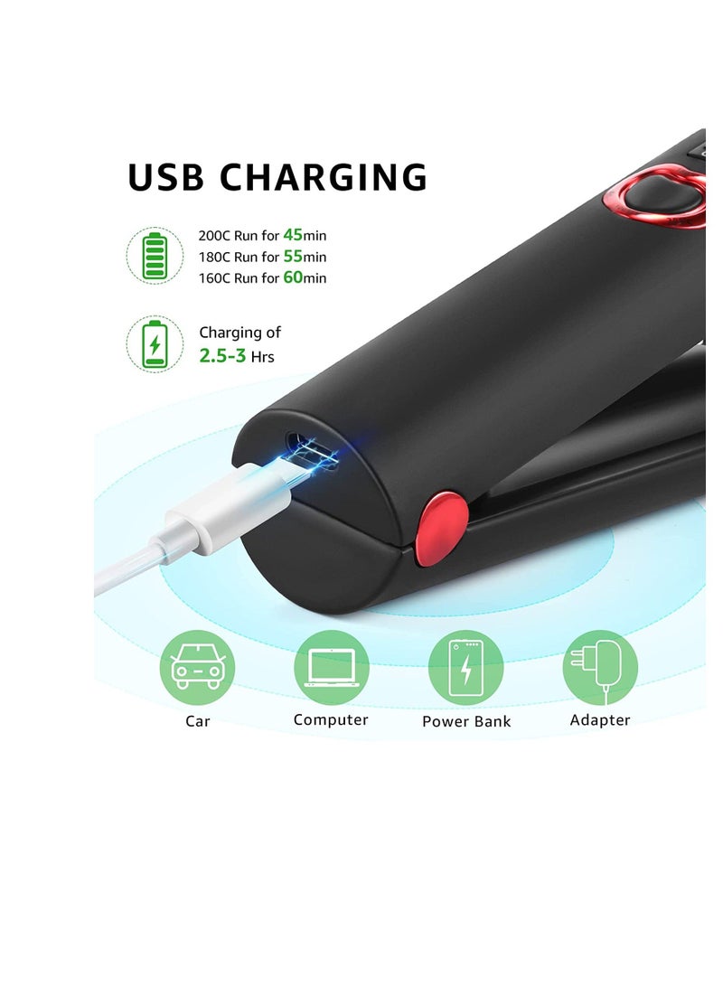 Y&D Cordless Hair Straightener and Curler, Mini Ceramic Coated Flat Iron 2 in 1, Portable with USB-C Rechargeable 4800mAh Battery, Anti-Scald 3 Adjustable Temp, Dual Voltage, 1 Pcs - Image 3