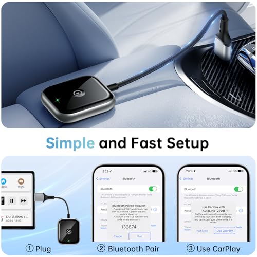 JDG Wireless CarPlay Adapter for Apple CarPlay, Easy to Upgrade Wired CarPlay to Wireless, Instant Connectivity, Super Mini Car Play Dongle for iPhone Fit for Cars with Built-in CarPlay - Image 4