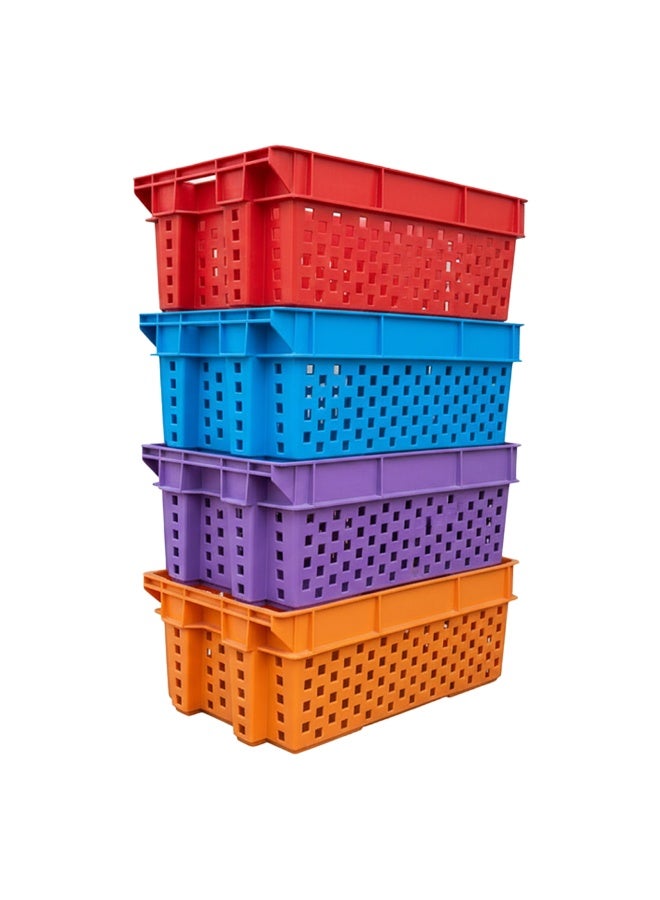 Plastica Industries LLC 3pcs of Dates Plastic Crate 580x380x220mm, 48L Nestable & Stackable Ventilated Storage Box for Dates, Fruits, Agriculture & Food Transport - Yellow - Image 3