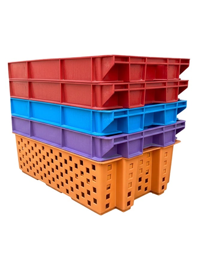 Plastica Industries LLC 3pcs of Dates Plastic Crate 580x380x220mm, 48L Nestable & Stackable Ventilated Storage Box for Dates, Fruits, Agriculture & Food Transport - Yellow - Image 2